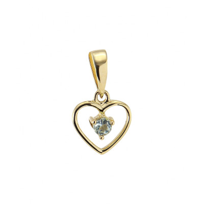 Pendentif Coeur Or jaune 375 et Topaze Bleue traitée
