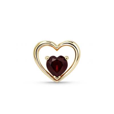 Pendentif Coeur Or Jaune 375 Grenat Coeur 6x6mm