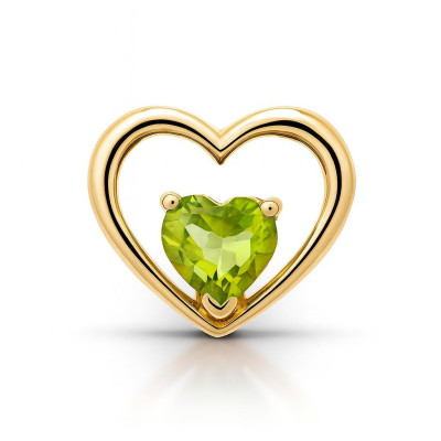 Pendentif Coeur Or Jaune 375 Péridot 6x6mm