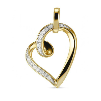 Pendentif Coeur Or Jaune 750 Diamant  0.07 carat