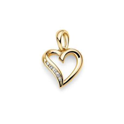 Pendentif Coeur Or Jaune Diamant  0.026  carat