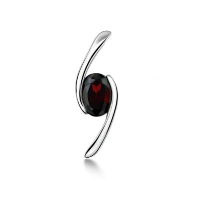 Pendentif Croisé Argent 925 et Grenat Ovale 7x5mm