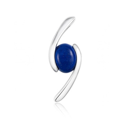 Pendentif Croisé Argent 925 et Lapis Ovale 7x5mm