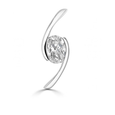 Pendentif Croisé Argent 925 et Oxyde Ovale 7x5mm