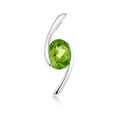 Pendentif Croisé Argent 925 et Péridot Ovale 7x5mm
