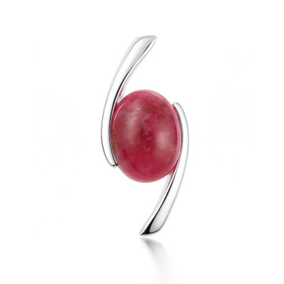 Pendentif Croisé Argent 925 et Rhodonite Ovale 10x8mm