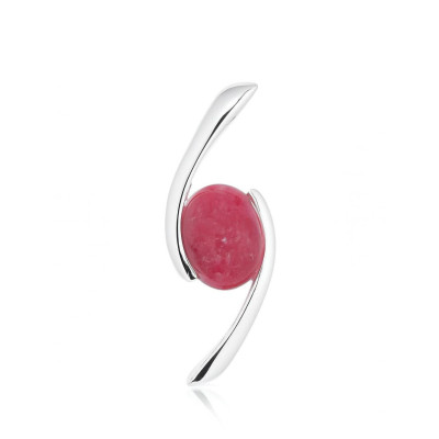 Pendentif Croisé Argent 925 et Rhodonite Ovale 7x5mm