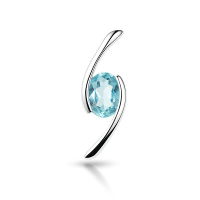 Pendentif Croisé Argent 925 et Topaze Ovale 7x5mm