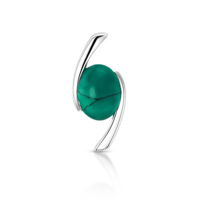 Pendentif Croisé Argent 925 et Turquoise Reconstituée Ovale 10x8mm