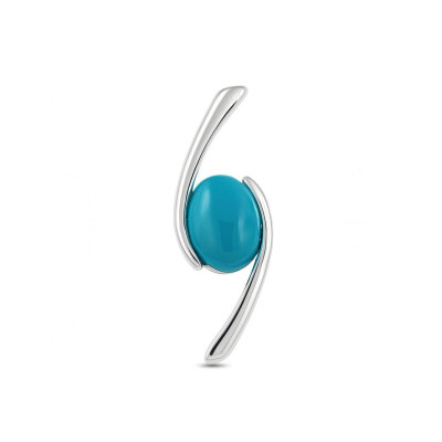 Pendentif Croisé Argent 925 et  Turquoise reconstituée Ovale 7x5mm