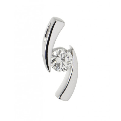 Pendentif Croisé Or Blanc Diamant 0.50 carat