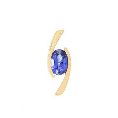 Pendentif Croisé Or Jaune Tanzanite Ovale 7x5mm