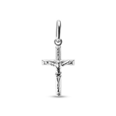 Pendentif Croix avec le Christ Argent Rhodié 25x11mm