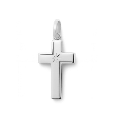 Pendentif croix en or blanc 750