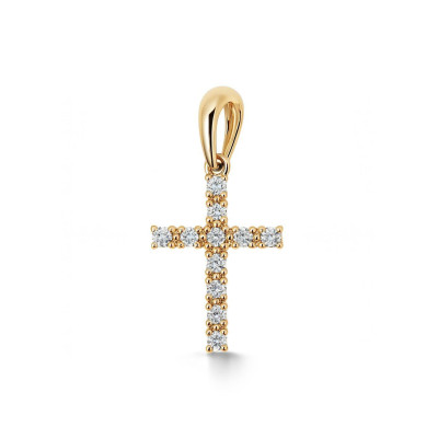Pendentif Croix Or Jaune Diamant