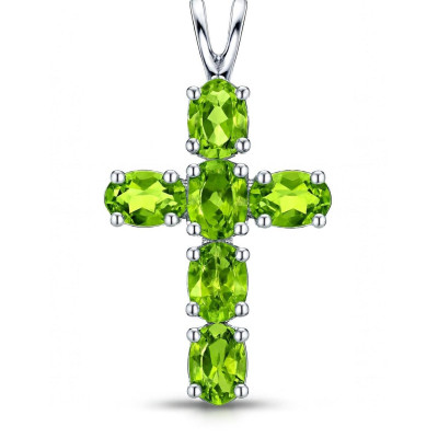Pendentif Croix Péridot Argent