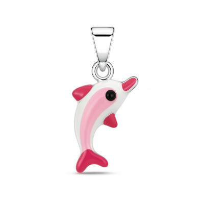Pendentif Dauphin Rose Argent  