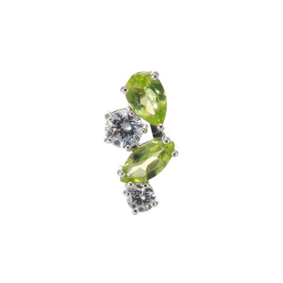 Pendentif Double Duo en Argent 925 Rhodié Péridot et Oxydes
