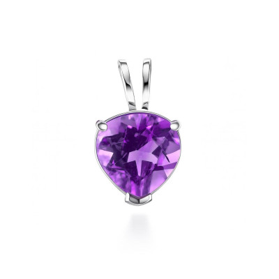 Pendentif en Argent 925 et Améthyste Coeur de 8x8mm