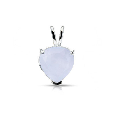 Pendentif en Argent 925 et Calcédoine Coeur de 8x8mm
