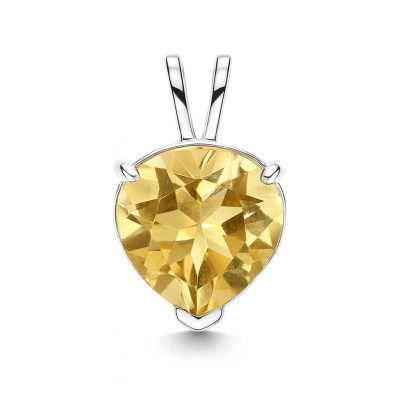 Pendentif en Argent 925 et Citrine Coeur de 8x8mm