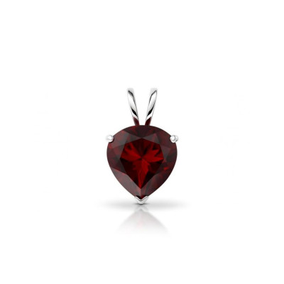 Pendentif en Argent 925 et Grenat Coeur de 8x8mm