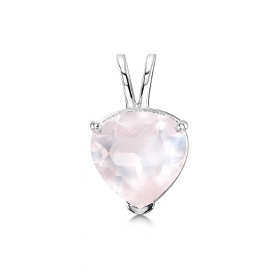 Pendentif en Argent 925 et Quartz Rose Coeur de 8x8mm