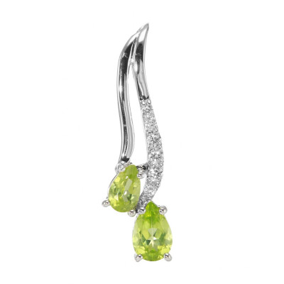 Pendentif en Argent 925 Rhodié Péridot Poire et Oxyde