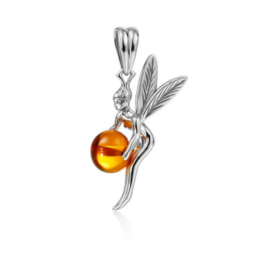Pendentif Fée Ambre Rond Grand Modèle