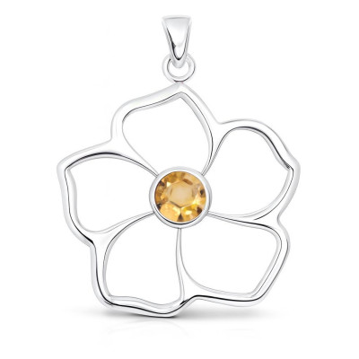 Pendentif Fleur Argent 925 et Citrine