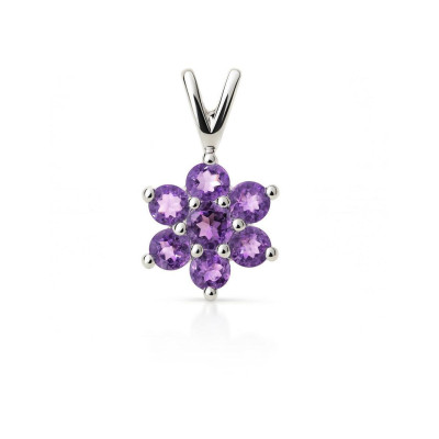 Pendentif Fleur Argent Améthyste