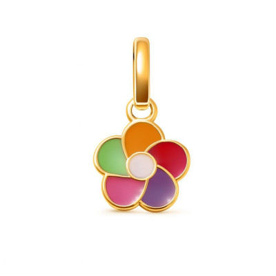 Pendentif Fleur Emaillée Or Jaune 375 