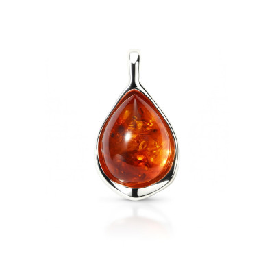 Pendentif Goutte Argent Ambre