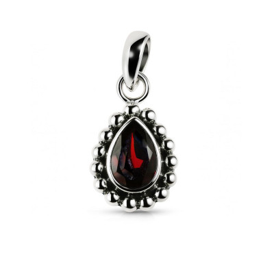 Pendentif Grenat Poire 10x7mm en Argent