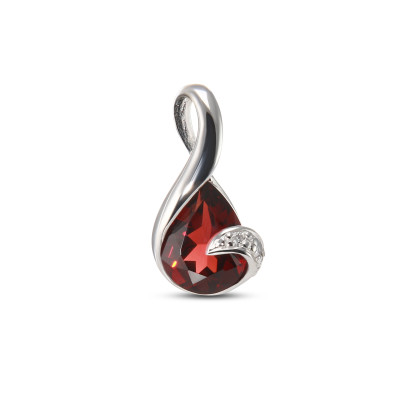 Pendentif Grenat Poire 8x6mm Or Blanc 