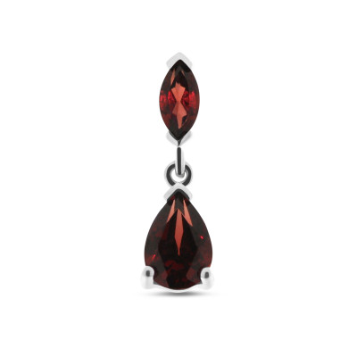 Pendentif  Grenat Poire et Marquise en Or Blanc 375