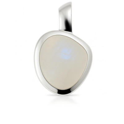 Pendentif Labradorite blanche forme fantaisie en Argent
