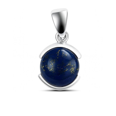 Pendentif Lapis Lazuli Rond Demi Clos 12mm en Argent 925
