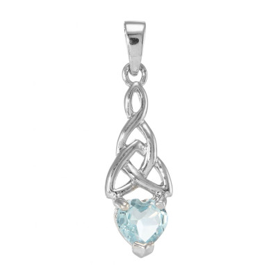 Pendentif Motif Celtique en Argent 925 Rhodié et Topaze bleue traitée
