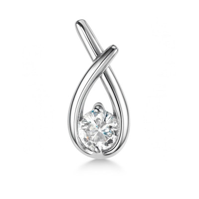 Pendentif Motif Croisé Argent 925 Rhodié Oxyde de zirconium Rond 6mm