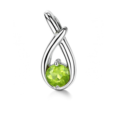 Pendentif Motif Croisé Argent 925 Rhodié Péridot Rond 6mm