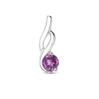 Pendentif Motif Entrelacé Argent 925 Rhodié Améthyste Ronde 4.5mm
