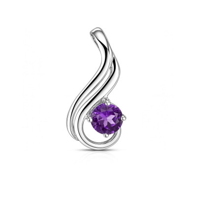 Pendentif Motif Entrelacé Argent 925 Rhodié Améthyste Ronde 5mm