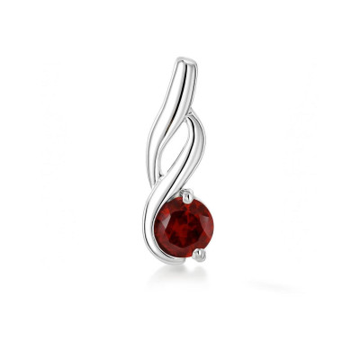 Pendentif Motif Entrelacé Argent 925 Rhodié Grenat Rond 4.5mm