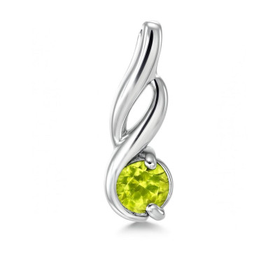 Pendentif Motif Entrelacé Argent 925 Rhodié Péridot Rond 4.5mm