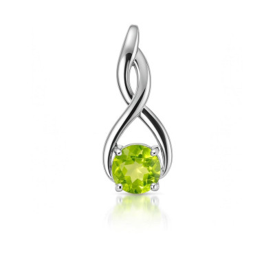 Pendentif Motif Entrelacé Argent 925 Rhodié Péridot Rond 6mm
