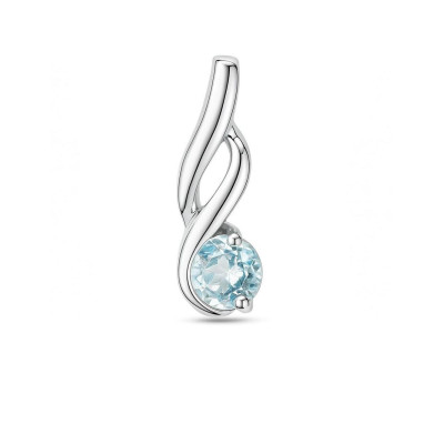 Pendentif Motif Entrelacé Argent 925 Rhodié Topaze bleue traitée Ronde 4.5mm