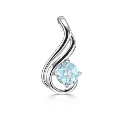 Pendentif Motif Entrelacé Argent 925 Rhodié Topaze bleue traitée Ronde 5mm