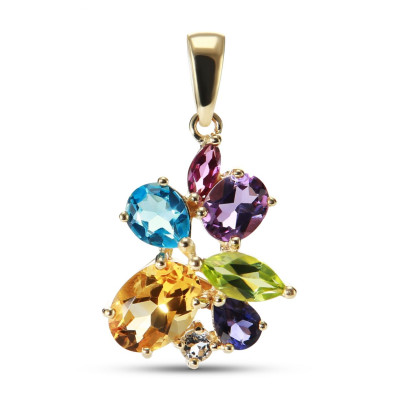 Pendentif Motif floral en Or Jaune 375 et pierres fines