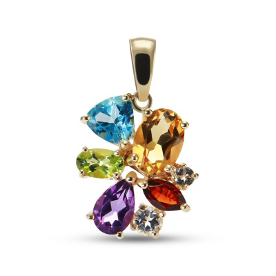 Pendentif Motif floral en Or Jaune 375 et pierres fines